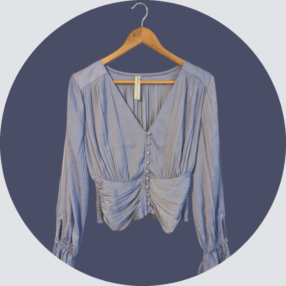 Anthropologie Women's Silk Longsleeve Crop Top - XS